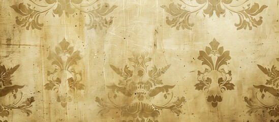 Aufkleber - Vintage wallpaper pattern with blank copy space image on old brown grunge paper texture for retro graphic design