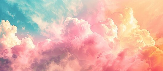 Fototapete - Vibrant pastel colored sky with a textured background perfect for copy space image