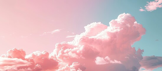 Aufkleber - Soft pink tone sky with clouds in a beautiful image with copy space