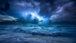 © siaminka - A stormy ocean with a lightning bolt in the sky