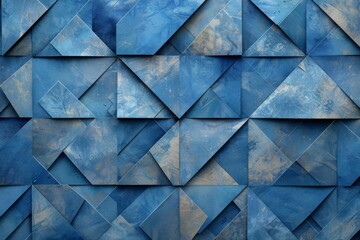 Poster - Abstract Geometric Pattern in Blue and Gold