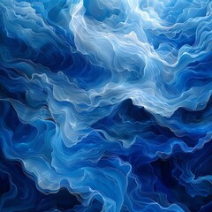 Wall Mural - Ocean Waves Abstract in Swirling Blue Shades