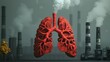 © Daylife - A red lung emitting smoke, representing the negative effects of pollution and industrialization on the environment and health