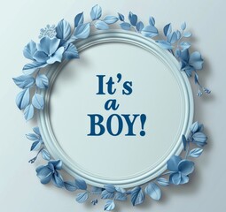 a round decorative frame with light blue background and 