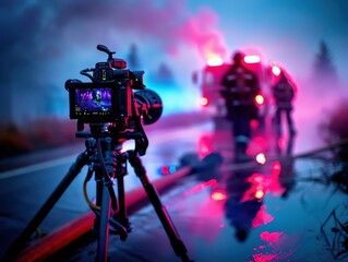 Stunning image of firefighters operating thermal imaging cameras during a fire, demonstrating the equipment s effectiveness in locating victims