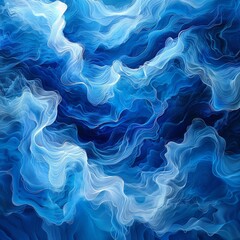 Wall Mural - Ocean Waves Abstract in Swirling Blue Shades