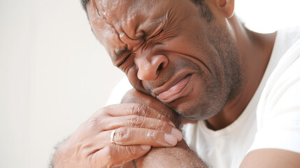 Canvas Print - A man experiencing severe pain in the forearm