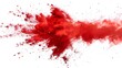 © F - Dynamic red powder explosion isolated on white background, abstract art concept of vibrant smoke cloud