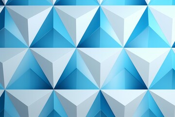 Wall Mural - Blue and white seamless abstract geometric pattern background with 3d triangle shapes for modern wallpaper design and digital graphic art