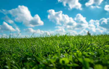 green grass and blue sky