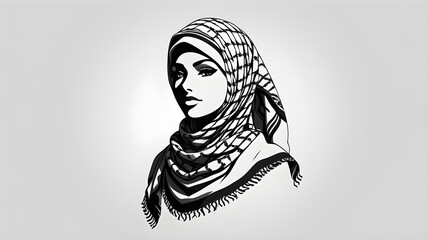 Islamic women logo on white background. Generative AI