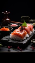 Canvas Print - Japanese sushi seafood ketchup salmon.