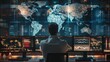 © ebosBond - Cybersecurity analyst monitoring threats on map