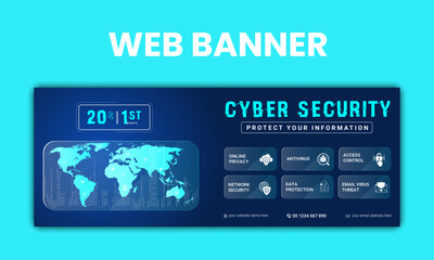 Wall Mural - cyber security web slider design template,web banner