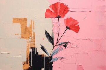 Wall Mural - Abstract flower ripped paper art painting wall.