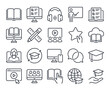 © lanastace - Education, seminar, online learning, webinar editable stroke outline icons set isolated on white background flat vector illustration. Pixel perfect. 64 x 64