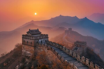 Sticker - Great Wall of China landscape outdoors nature.