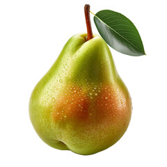 pear with leaf on transparent background