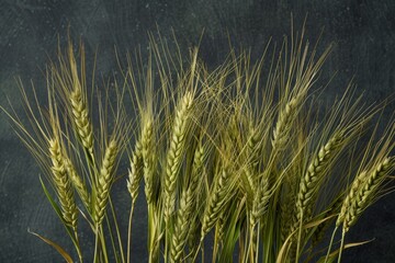 Grass Fed. Closeup of Fresh Barley Growing on EZ Rocking Ranch, Recluse, Wyoming