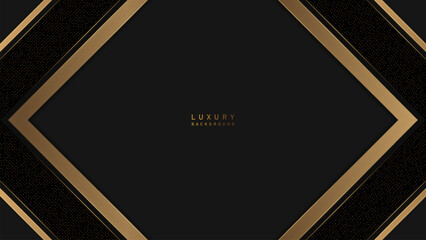 Wall Mural - Abstract luxury geometry background with golden line on black background. luxury elegant premium design