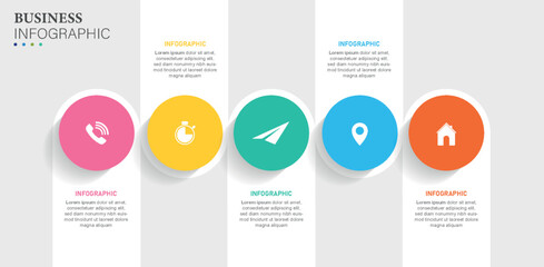 Infographic design template  with 5 options or steps. for presentation, web site