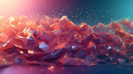 Sticker - Ingenious glittering polygonal mesh background created digitally. Idea of a landing page