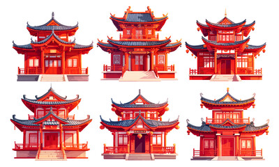 Wall Mural - chinese temple. building construction architecture ancient asia. vector illustration cartoon