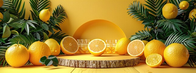 Canvas Print - Lemons, Citrus Fruit, Fresh, Tropical, Yellow,  Summer, Mockup, Product Display