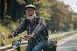 © Igor - Energetic joyful and smiling elderly man riding bicycle