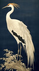 Wall Mural - Elegant japanese crane animal heron stork.