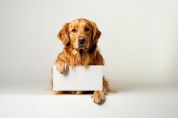 Wall Mural - Golden retriever holding sign animal pet mammal.