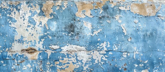 Leinwandbilder - Old fashioned wall pattern with a retro aesthetic featuring a blue cement texture plaster and scratches ideal for use as a copy space image