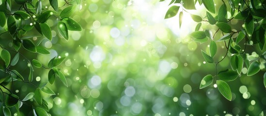 Aufkleber - A stunning backdrop of lush green tree leaves with blurred areas and bokeh effect Perfect for eco conscious themes like global warming awareness Copy space image available