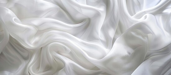 Poster - Soft waves and wrinkles on a white fabric create an abstract background with intricate patterns ideal for elegant backdrops or wallpapers with copy space image