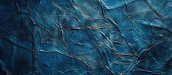 Wall Mural - A blue leather texture with available copy space image for text or abstract backgrounds suitable for websites or postcard designs