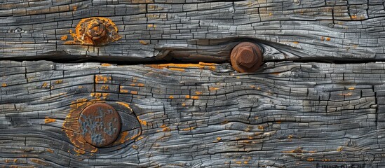 Aufkleber - Close up of aged weathered wood with rusted gaps for design elements perfect as a copy space image