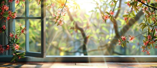 Fototapete - Springtime window background with copy space image