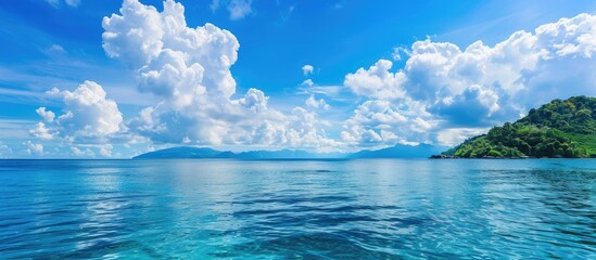 Poster - Serenely picturesque tropical sea under the clear blue sky with ample copy space image