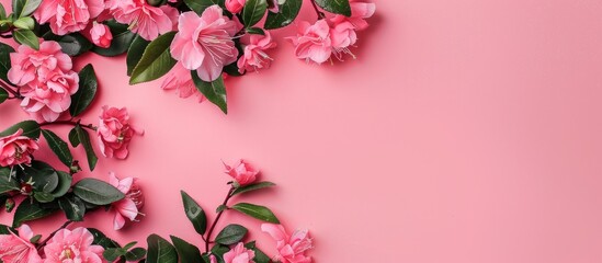 Aufkleber - Pink background with flowers providing copy space image