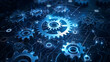 © yakub - Gears mechanism, digital transformation, data integration and digital technology concept. Generative Ai.