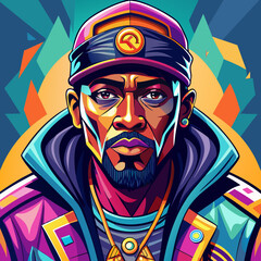 balck man rap hip-hop gangsta style vector illustration