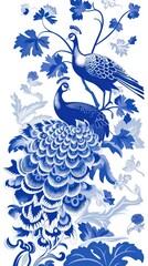 Sticker - Peacock porcelain art pattern.