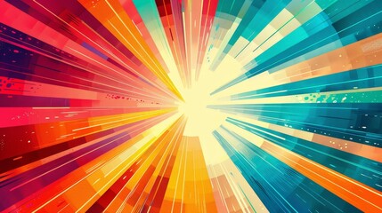 Wall Mural - Abstract sunburst patterns with vibrant colors and dynamic designs 