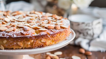 German Butter cake topped with almond