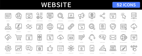 Leinwandbilder - Website thin line icon set. Website symbol. Web, internet, search, homepages editable stroke icons. Vector