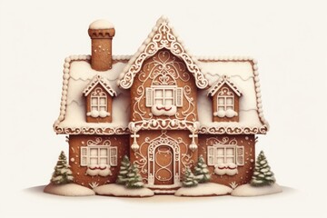 Sticker - Gingerbread house cookie representation confectionery architecture.