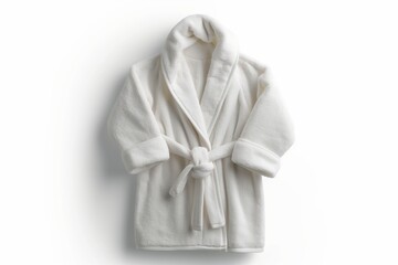 Wall Mural - white hotel fleece bathrobe on a white background