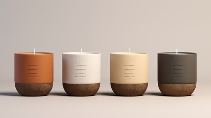 packaging mockup Earth tone colored candles Craft and Organic Candle Branding Personalized candle message minimalist decoration, mockup, Generative Ai 