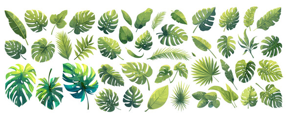 Wall Mural - tropical leaves cartoon. tropics greenery green leaves plant exotic exotic leaf decor elements for i