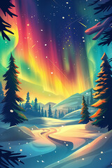 northern lights background comic design